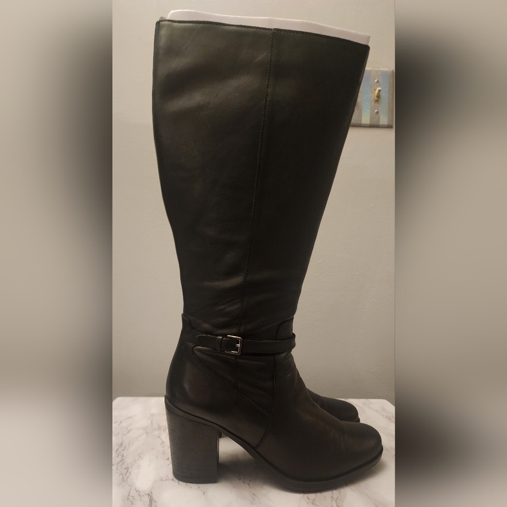 Naturalizer Kalina Black Leather Wide Calf Knee-High Boots 9